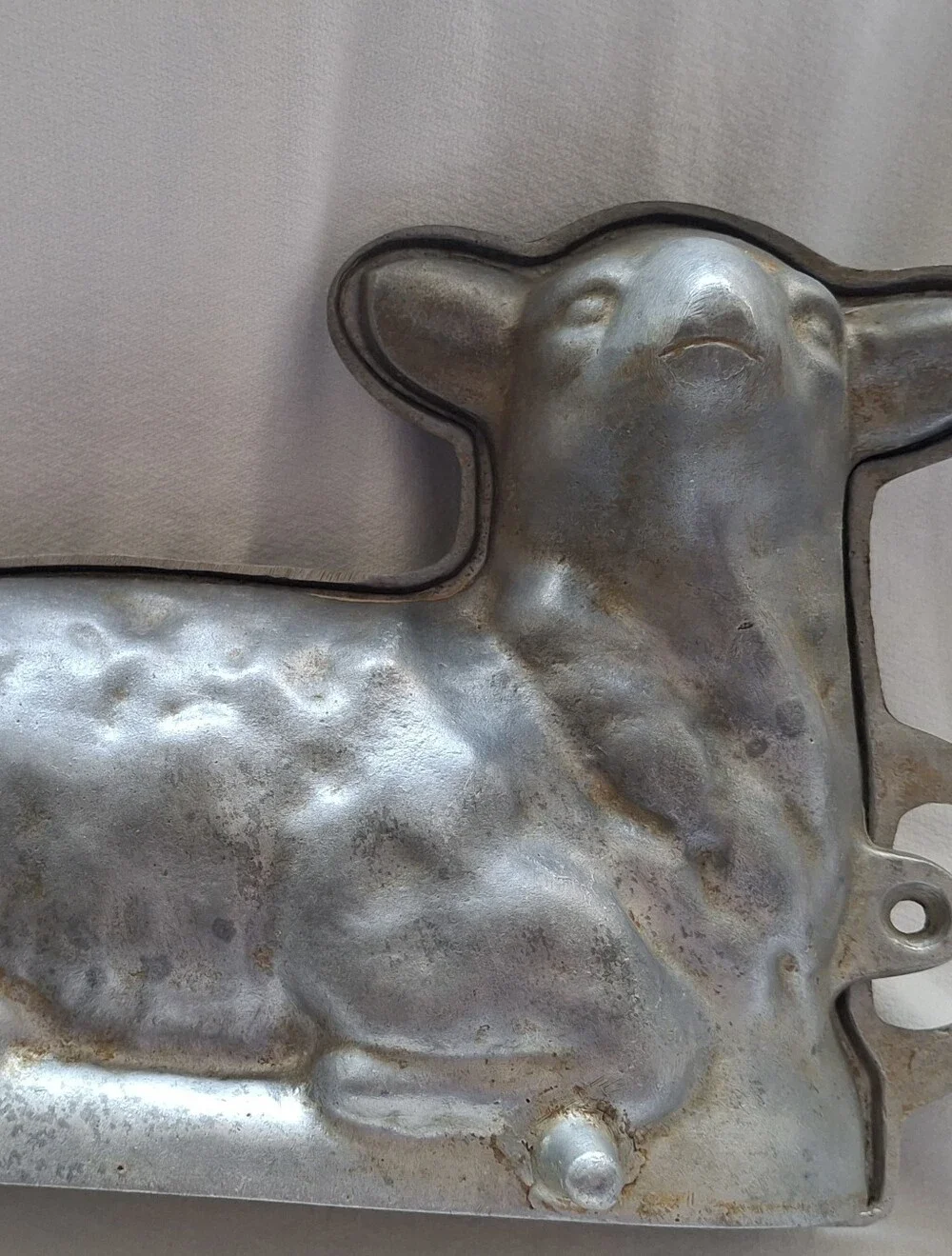 Vintage 1950s Cast Aluminum 3D Lamb Cake Mold With Recipe